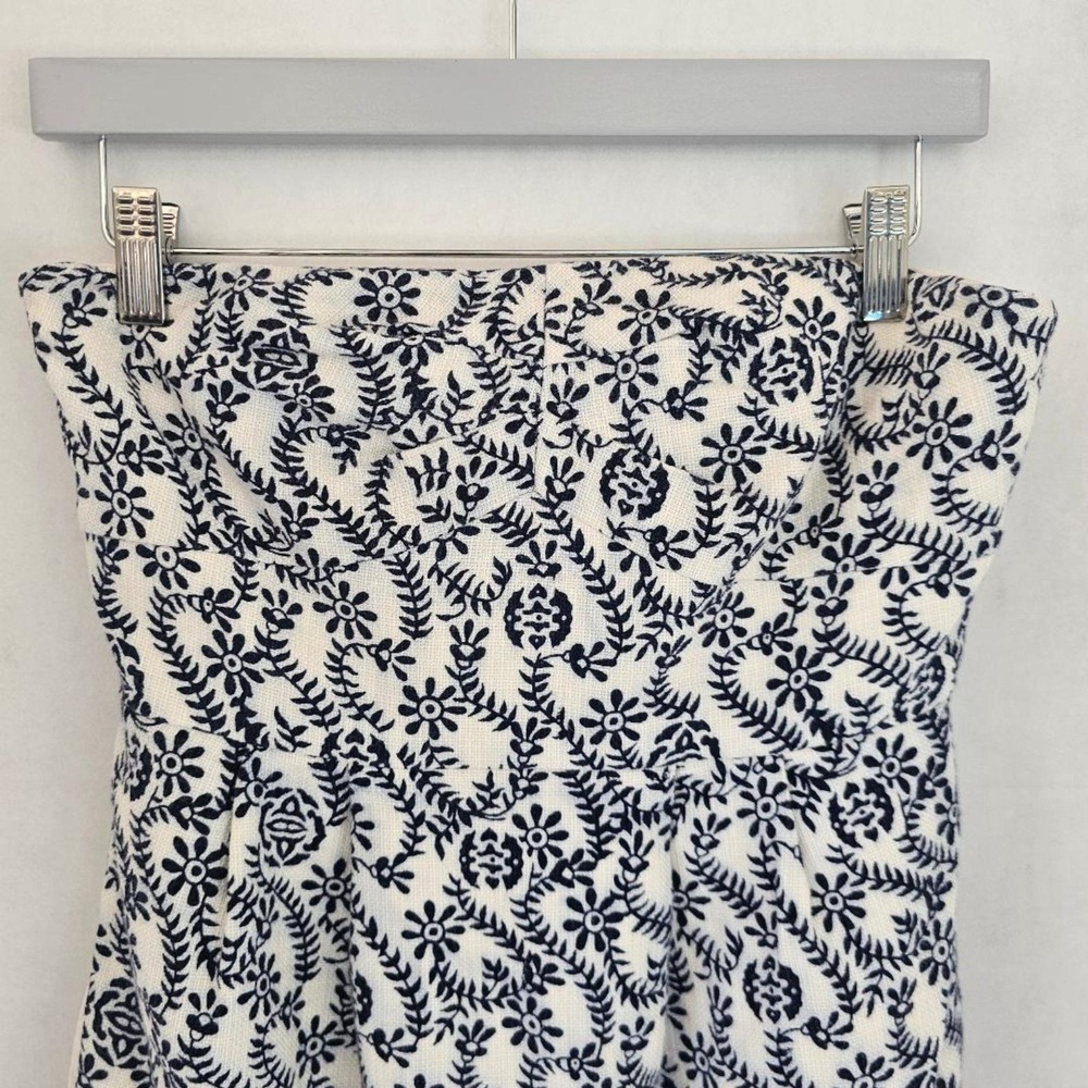 J. CREW Strapless Sheath Dress Sz 4 Black White "Rambling Rose" Eco Modal Cotton - Picture 3 of 7